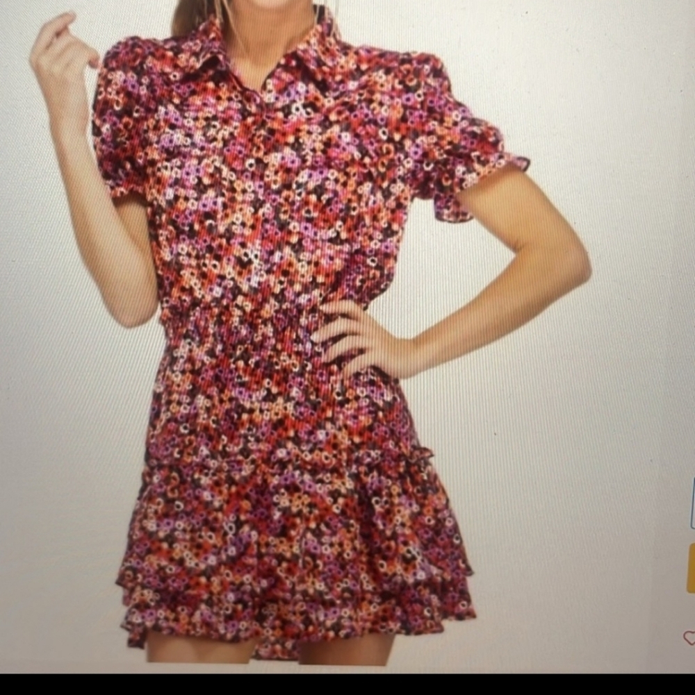 Joy Joy Cinch Waist Floral Mini Dress